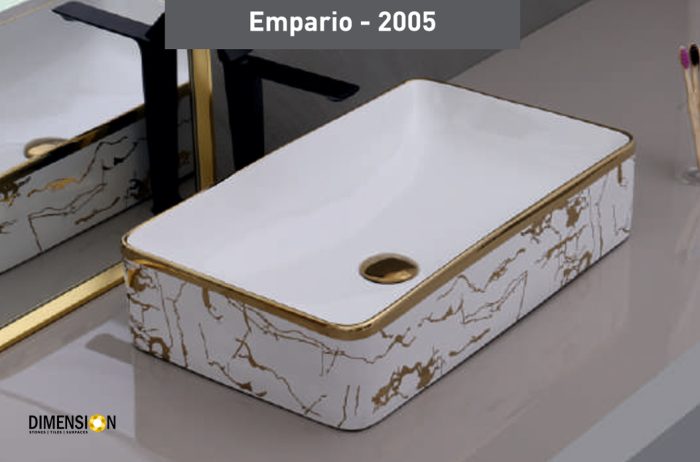 rectangular gold and white designer wash basin