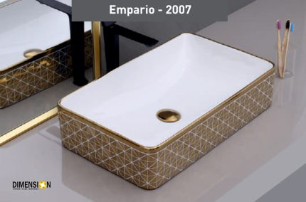 rectangular gold and white designer wash basin