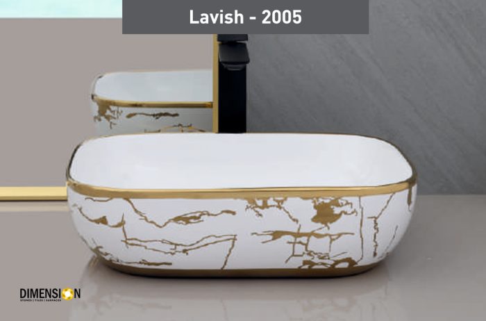 abstract golden and white designer wash basin