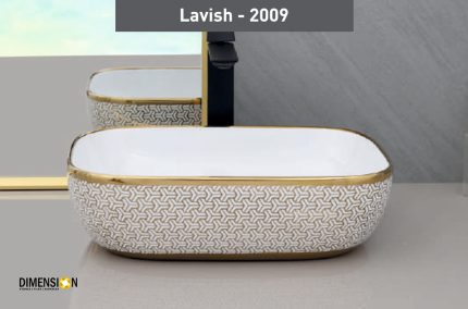 geometry pattern wash basin golden and white