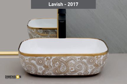 golden and white rangoli designer wash basin