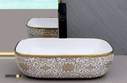 abstract gold design wash basin