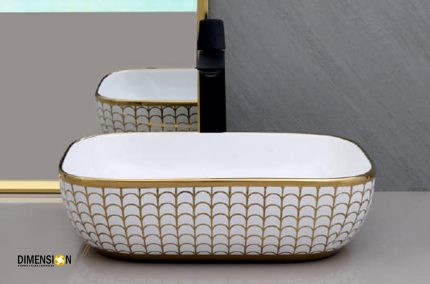 abstract golden and white designer wash basin