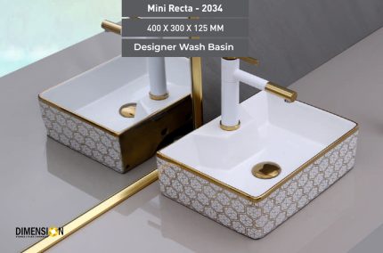 gold and white designer wash basin