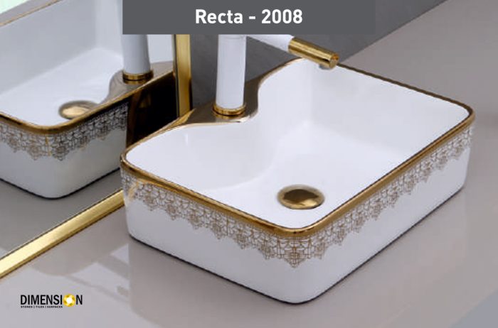 gold and white designer wash basin