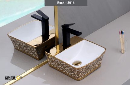 golden and white designer wash basin