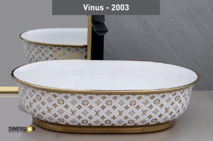 Buy oval golden random pattern designer wash basin