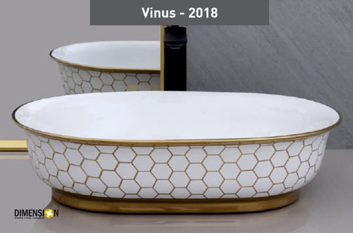 Buy oval honeycomb golden abstract designer wash basin