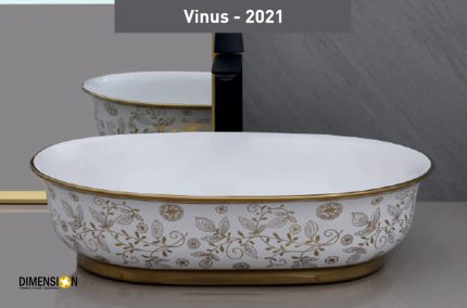 Buy oval golden leafy designer wash basin