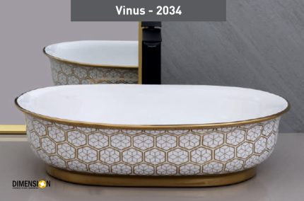 Buy curvy golden honeycomb abstract designer wash basin