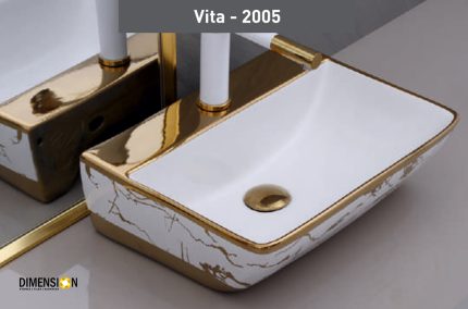 white and gold designer wash basin