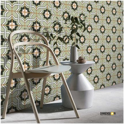 green printed moroccan tile