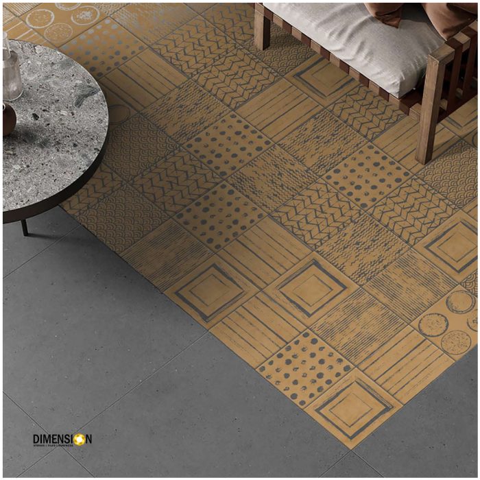 brown and black printed moroccan tile