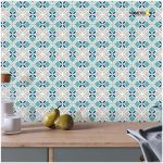 blue and beige moroccan wall tile