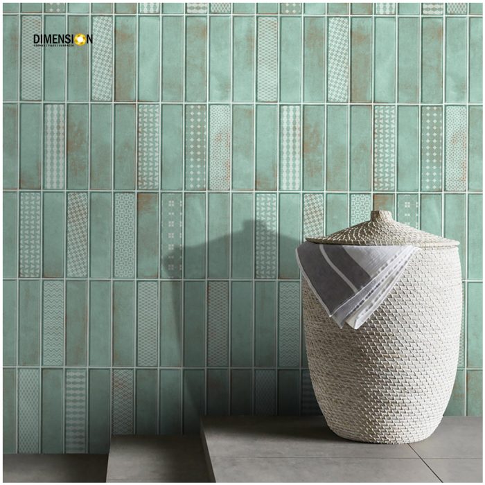 cyan subway tile