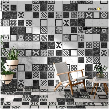 black and white random pattern moroccan tile