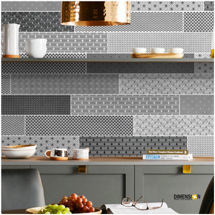 black and white subway tile 100x500mm